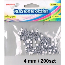 Ruchome oczka 4mm / 200szt Brewis R022 / samoprzylepne